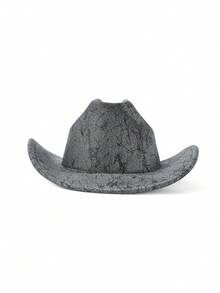 1顶炫彩黑色牛仔帽，面料反射彩虹光泽，未来感十足的宽檐设计修饰脸型，适合音乐节、派对、日常佩戴。 - 禮帽 - 查看 3