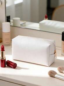 1pc PU Leather Octagon Cosmetic Bag, Fashion Travel Organizer Pouch, Large Capacity Zipper Makeup Bag, Suitable For Pads, Headphones, Chargers, Lipsticks, Cosmetics, Perfumes, Skincare, Home Decor, Gifts For Moms, Women, Nurses, Students - Multicolor - View 9