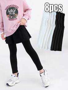 8 Pares de Meias-calça Respiráveis Versáteis Pretas e Brancas para Bebês/Meninas, Meias-calça Diárias Combinam com Tudo para Primavera/Verão - Preto e Branco - Visão 10