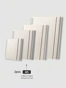 1本PP封面金属螺旋笔记本，80-160页，A6/A5/B5/A4尺寸，横线/空白内页，简约设计，便携防水，适合学生、商务人士、返校季、学习用品、办公用品。 - 米色 - 查看 25