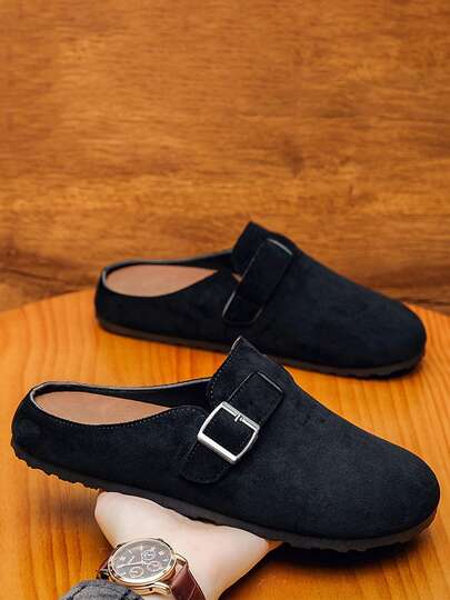 bingyuanjing 轻便舒适软底透气休闲一脚蹬鞋，纯色简约时尚男士休闲鞋