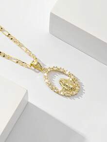 1 chiếc mặt dây chuyền hình Đức Mẹ Guadalupe rỗng bằng đồng khảm đá Zirconia kiểu Châu Âu cổ điển, phiên bản giới hạn, thích hợp làm quà tặng cho Giáng sinh, Lễ Tạ ơn, Halloween, Ngày của Mẹ, Ngày Valentine, bạn bè, cha mẹ đỡ đầu, Lễ Rước lễ lần đầu, đeo hàng ngày và cầu nguyện. - Vàng - Xem 3