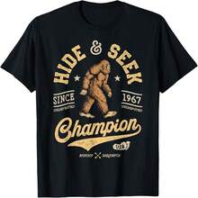 Bigfoot Hide And Seek Funny Sasquatch R Vintage T-Shirt All - 黑色 21 - 查看 1