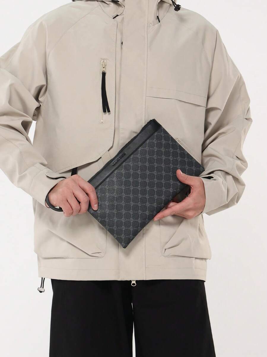 New Retro Handbag, Letter Bag, High-Quality Men's Handbag, Document Bag, Small Bag, Bag - Black - View 1