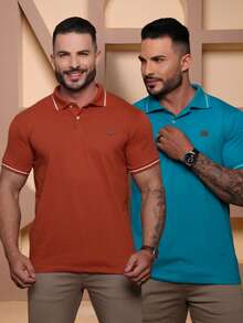 Kit Of 2 High Quality Polo Shirts 100% Cotton Men's Basic T-Shirt Autumn Spring Spring/Autumn Summer Winter All Spring/Summer Autumn/Winter Spring/Summer/Autumn Regular Fit Christmas Thanksgiving Valentine's Day Pride Month Teacher's Day Father's Day Polo Shirt - 土與玉 - 查看 8