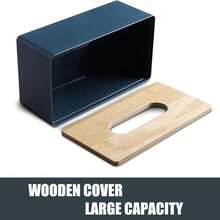木质纸巾盒套装，带木盖和塑料纸巾盒，适用于家庭、餐厅、办公室、酒店房间（黑色/白色） - 彩色 - 查看 7
