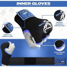 Guantes de Boxeo de Gel para Manos MMA 75 cm Largo Acolchados elásticos Saco Boxeo rápido Entrenamiento Muay Thai Vendas para Hombres Mujeres y niños - NEGRO02 - Ver 12
