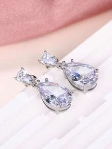 1 Pc Elegant Cubic Zirconia Drop For Women For Wedding Engagement Anniversary Party Jewelry Valentine's Day Gift - 1# - View 4