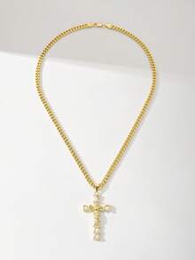 1件经典欧美风格铜镶嵌锆石十字架吊坠项链，“守护者之光”限量版，适合圣诞节、感恩节、万圣节、母亲节、情人节、送给朋友、教会成员、初领圣体、作为礼物、日常及节日佩戴、祈祷等场合。 - 金黃色 - 查看 6