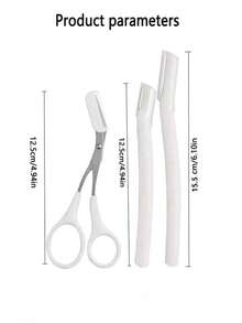 3pcs Eyebrow Grooming Tool Set, Including Eyebrow Scissors And Razor, Eyebrow Brush With Scissors, Stainless Steel Eyebrow Razor, Stainless Steel Eyebrow Trimmer, Facial Hair Removal Tool, Makeup Tools - Multicolor - View 2