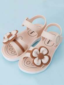 女童凉鞋 时尚幼儿小童大童公主风夏季沙滩软底拖鞋 - 白色 - 查看 5