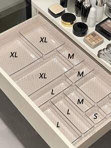 18pcs/16/12/7/4/1 pieza Cajas Organizadoras de Cajones, Cajas de Almacenamiento de Escritorio, 4 Opciones de Tamaño, Caja Organizadora de Cosméticos, Caja de Almacenamiento de Compartimentos de Acrílico Transparente, Dormitorio, Oficina, Cajas Organizadoras Divisoras de Cajones de Baño, Suministros de Oficina, Esencial de Viaje, Decoración de Habitación - color transparente - Ver 2
