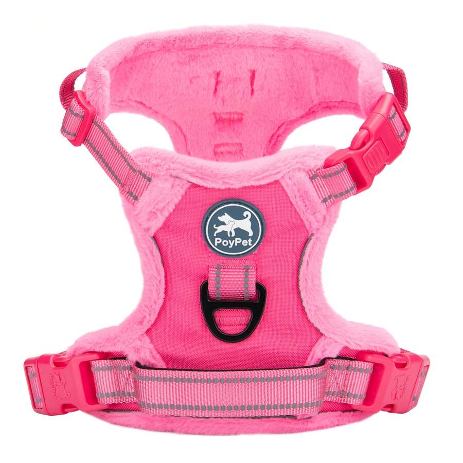 Breathable Dog Harness, Front & Back D-Rings, Choke-Free, Padded Oxford Cloth Pet Vest - Hot Pink - View 1