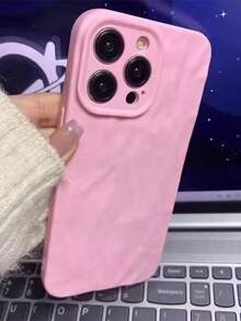1pc 3D Pleated Texture Pink Phone Case, Creative & Fashionable, Suitable For IPhone 17 Pro Max/16 Pro Max/15 Pro Max/13/16/15/17 Pro/14/11, Pleated Phone Protective Cover - Pink - View 4