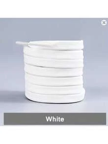 1 Pair Black & White Flat Braided Non-Slip Polyester Casual Sports Classic Sneakers With Shoelaces - White - View 6