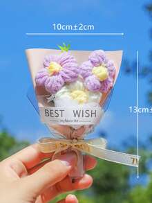 手工礼品花束，针织绒球花束，迷你仿真向日葵和雏菊，节日派对礼品，生日礼物 - 彩色 - 查看 11