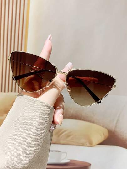 Retro Cat Eye Metal Frame Fashion Fashion Glasses For Women, Classic Outdoor Travel Beach Vacation Casual Decoration Daily Wear, Summer