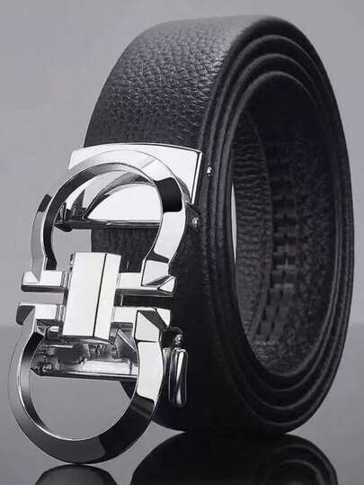 男士自动扣皮带，韩版时尚休闲中档商务皮带，压纹纹理