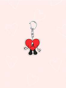 1pc Acrylic Band Singer Bad Rabbit Red Heart Keychain, Cute Frog & Shark Pendant Charm, Lovely Phone Hanging Accessory, Keychain Jewelry, Fan Gift - Multicolor - View 13