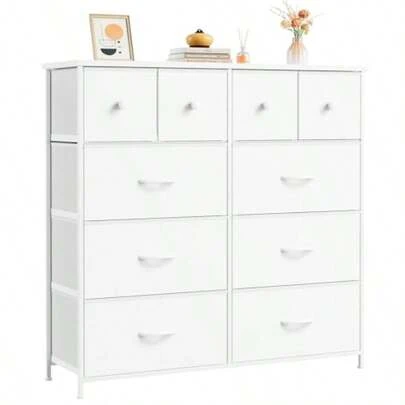 Nicehill タンス 収納チェスト リビング 収納 衣類収納 大容量 4段10杯 洋服タンス 転倒防止 安定感 布製 引き出し たんす100*29.8*98cm ライトウッドグレイン