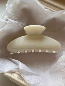 1pc Women 3. 54in/9cm Black, White, Amber Lightweight Plastic Hair Clips, Fashionable, Versatile, Elegant, Minimalist Solid Color Hair Claws, Suitable For Daily, Casual, Party, Commute, Beach, Vacation, Hairstyling, Washing Face/Hair, Makeup, Outfit Accessory Women Claw Clip Fashion Hair Clutch Women Hair Accessories - 彩色 - 查看 6