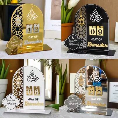 Acryl Ramadan Countdown Kalender mit Ständer, Islamisches Eid Mubarak Geschenk, Ramadan Heim Dekoration Countdown Digitalkalender