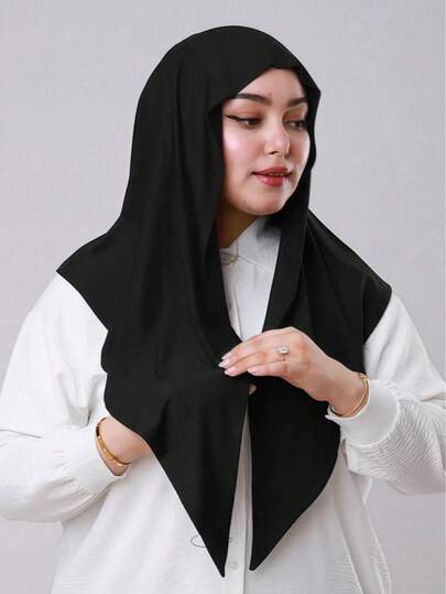 1pc Triangle Headscarf, Quick Wrap, Non-Slip, No Lining Needed, No Folding Required, Suitable For Daily Wear, Prayer, And Outdoor