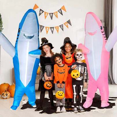 Disfraz inflable de pareja de tiburón para adultos, disfraces divertidos de Halloween, disfraces hinchables de pareja para él y ella, disfraces de cosplay de dúo