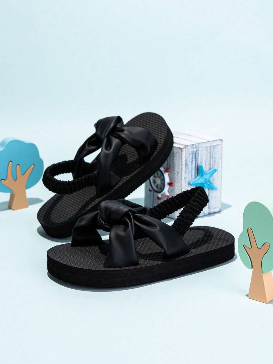 1双女童纯色拖鞋，可爱百搭，防滑耐磨鞋底，春夏凉鞋，度假必备 - 彩色 - 查看 1