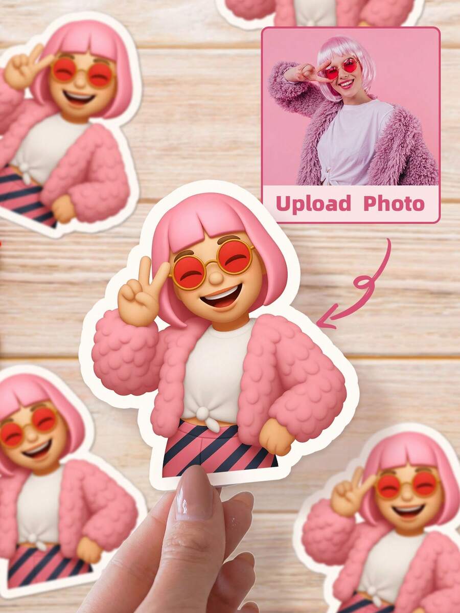 Bộ 1-108 miếng dán hoạt hình tùy chỉnh từ ảnh - Có thể tải ảnh lên để tùy chỉnh, thích hợp cho thư tình, sổ lưu niệm, quà tặng tiệc tùng, phong bì, tem quà tặng, máy tính xách tay, ba lô, chống thấm nước và có thể tái sử dụng, bề mặt bóng hoặc mờ, món quà hoàn hảo dành cho người yêu. - Màu Hoa hồng đỏ - Xem 1