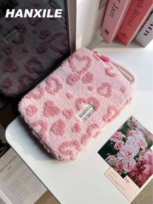 1pc Cute Macaron Heart Wool Laptop Sleeve, Fits 11/13/15 Inch Notebooks, Shock & Drop Proof, Laptop Protective Case For Women - Pink - View 13