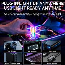 RGB LED Accent Ambient Light 13 Modes Touch To Switch USB Port Easy Install No Wiring Tool Required Multicolor Lights Lighting Car Interior Accessories Mood Lighting Cool Car Gadgets Perfect Gift Idea Valentines Day Christmas New Year Anniversary Dating For Camping Bedroom LivingRoom Home Party - Touch to Switch - 查看 5