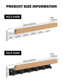 1个复古木质钥匙架，带挂钩和支架，易于安装，节省空间的壁挂式收纳架，可用于存放钥匙、外套等物品，适用于玄关、客厅、卧室、厨房和浴室，可用作壁挂式钥匙架、邮件收纳架、钥匙挂架、家居装饰、日常装饰和圣诞装饰。 - 彩色 - 查看 4
