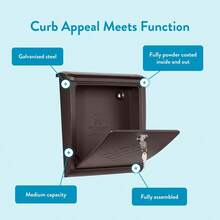 Architectural Mailboxes Bordeaux™ Locking Wall-Mounted Mailbox For Outside Decorative Metal Gaanized Steel Medium Mail Box With Lock And Key Drop Box Rubbed Bronze - RubbedBronze - View 4