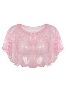 Scialle da sera di alta qualità da donna, scialle corto vintage con ricamo di paillettes e design in rete, adatto per feste! Per abiti - Colore Bianco - Visualizzare 11