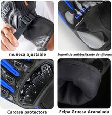 Guantes de Motocicleta para Invierno, con Pantalla táctil, Impermeable, Resistente al Viento, Térmicos para Nieve, Ciclismo, Correr, Motocicleta, Conducir - Hombre y Mujer - Azul - Ver 9