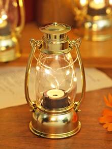 1pc Vintage Handheld LED Lantern Light (With Battery), Indoor Tabletop Decor LED Night Light, Home Decor Lantern Light, Wedding Party Holiday Camping Decor LED Oil Bottle Night Light - Yellow Light - View 17