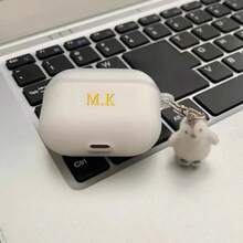 Customized (2 Pieces Set, Including Penguin Lanyard) Minimalist Transparent Japanese-Style Creative Earphone Case, Cute Plush Penguin Lanyard Earphone Case, Compatible With Air Case Pods1/2 And Pods Pro 3, Customized Letter Name, Valentine's Day Gift, Good Birthday Gift, Holiday Gift, Gift For Her - White - View 2