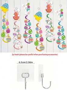 6pcs Easter Theme Spiral Hanging Decorations, Easter Decor Hanging Ornaments, Cute Bunny Eggs Party Decor, DIY Easter Party Decorations, Indoor Easter Party Supplies Hanging Spring Decor - Multicolor - View 8