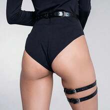 Cross-Border New Punk Belt Chain Single Leg Leg Belt Leg Ring Party Restraint Waist Chain Thigh Belt Personalized Decorative Belt 6O9N 0F73 - 黑色 - 查看 2