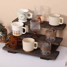 1pc Multi-Layer Wooden Jewelry Rack, Cup Holder, Storage Shelf, Autumn Decor Wall Hanging Rack, Jewelry Tray, Jewelry Display Stand, Decorative Display Rack, Farmhouse Style Medium Storage Tray Shelf, Vintage Rack - Brown - View 4