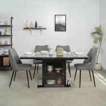 Modern Rectangular Dining Table 120cm - 160cm, Extendable, Storage Table Legs With Metal Base, White, Black. - Black - View 2