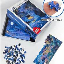 1000片超迷你拼图 - 星空航海海洋图案，15x10英寸海报尺寸，创意DIY组装玩具礼品，适合成人减压家居墙面装饰拼图游戏 - 彩色 - 查看 6