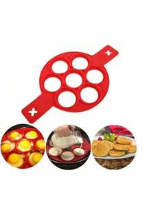 两件套硅胶煎锅和煎饼模具，适用于制作煎蛋、煎饼、巧克力等各种形状的食物，例如心形、方形、三叶草形、圆形等。耐热、易清洗、经久耐用。 - 彩色 - 查看 10