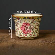 汝窑莲花缠绕茶杯，单杯，客用陶瓷主杯，茶杯，水杯 - 彩色 - 查看 7