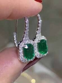 一对优雅的立方氧化锆水滴耳环，适合女士佩戴，可作为结婚纪念日、订婚派对珠宝或情人节礼物。 - 1# - 查看 2