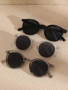 3pcs Men's Square All-Season Futuristic Fashion Glasses, Suitable For Outdoor Activities, Dates, Singles Parties, Beach Accessories - 3pcs Black, Transparent and Gray Combination - View 6