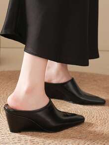 Giày đế xuồng mũi vuông màu đen, thanh lịch, đa năng, phù hợp cho kỳ nghỉ, tiệc tối, phong cách đường phố, công sở, trang phục thường ngày, thời trang tối giản kiểu Âu Mỹ dành cho nữ. - màu đen - Xem 6