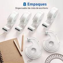 Set de 8 Cinta Adhesiva Transparente con Dispensador y Recargas, Multiusos para Oficina, Hogar y Escuela, 1.8 cm x 25.4 m,40945858 - Multicolor - Ver 6