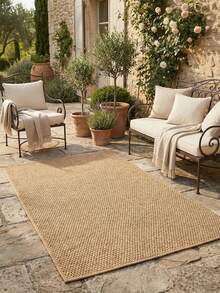 1pc Brown Square Faux Jute Rug, Scratch-Resistant, Washable, Ideal For Pet Owners, Suitable For Living Room, Dining Room, Study, Bedroom, And Entryway Decor